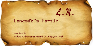 Lencsés Martin névjegykártya