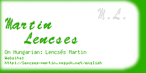 martin lencses business card